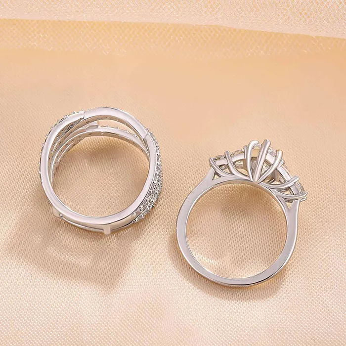 Shineofidamond Rings Gorgeous Marquise Cut Insert Bridal Set For Women In Sterling Silver