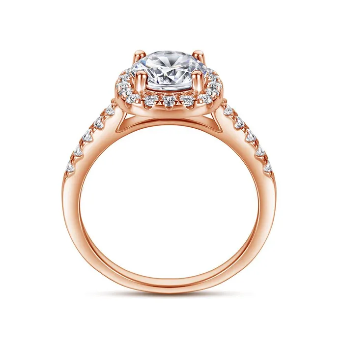Shineofidamond Rings Halo Round Cut Sterling Silver Double Band Bridal Set Shineofidamond Rings Halo Round Cut Sterling Silver Double Band Bridal Set