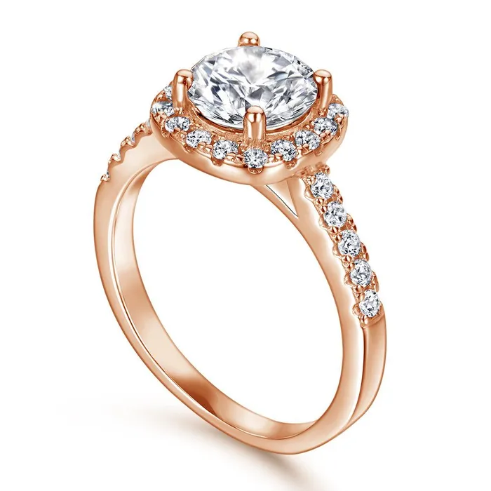 Shineofidamond Rings Halo Round Cut Sterling Silver Double Band Bridal Set Shineofidamond Rings Halo Round Cut Sterling Silver Double Band Bridal Set