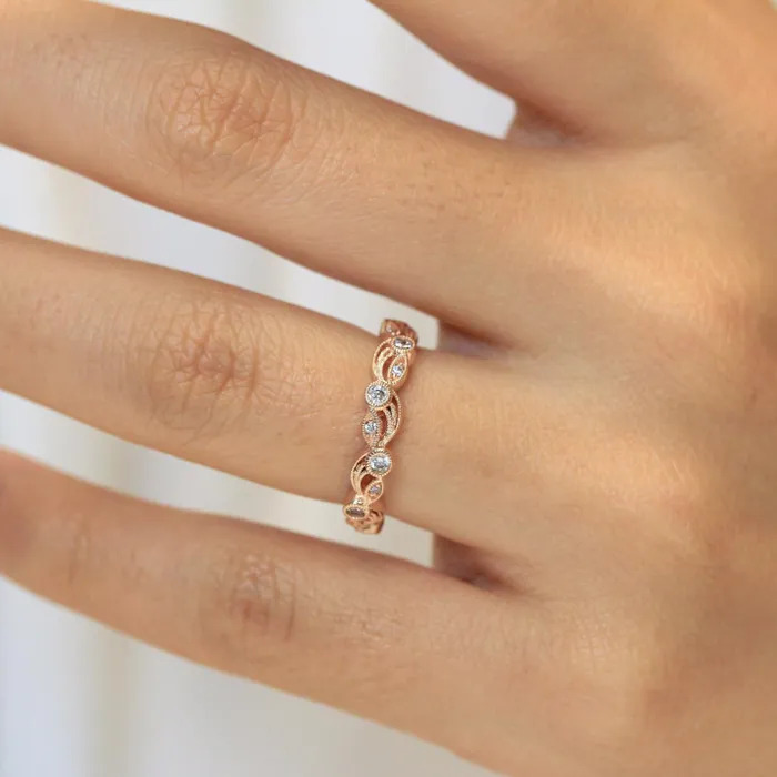Shineofidamond Rings Vintage Rose Golden Leaf Vine Stackable Ring Shineofidamond Rings Vintage Rose Golden Leaf Vine Stackable Ring