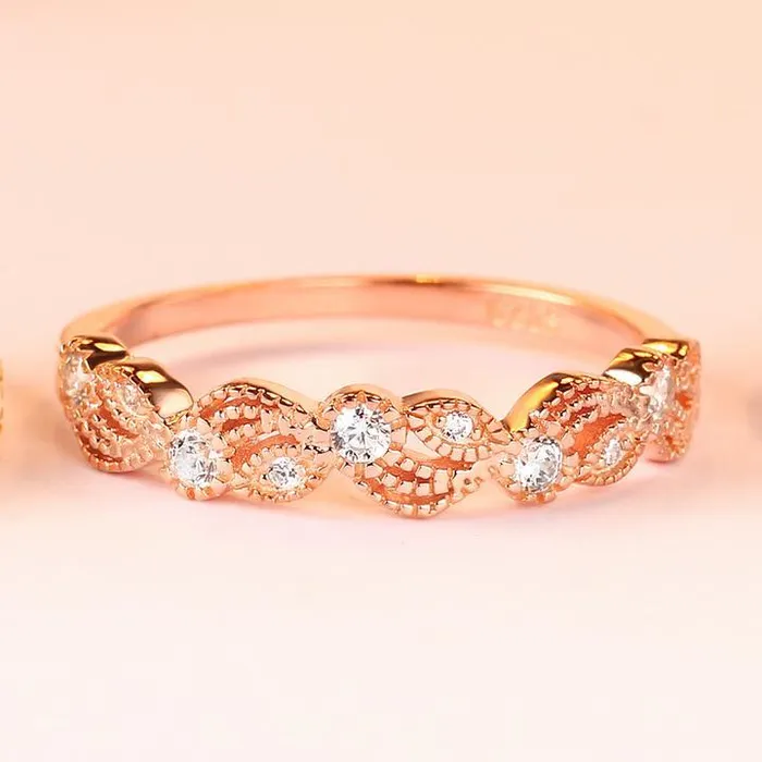 Shineofidamond Rings Vintage Rose Golden Leaf Vine Stackable Ring Shineofidamond Rings Vintage Rose Golden Leaf Vine Stackable Ring