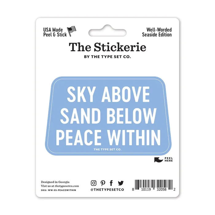 Sky Above Sand Below Peace Within Sticker The Type Set Co Earrings