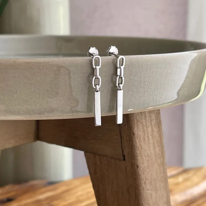 Sterling Silver Chain Link Earrings 1125 HeidiJHale Designs Earrings