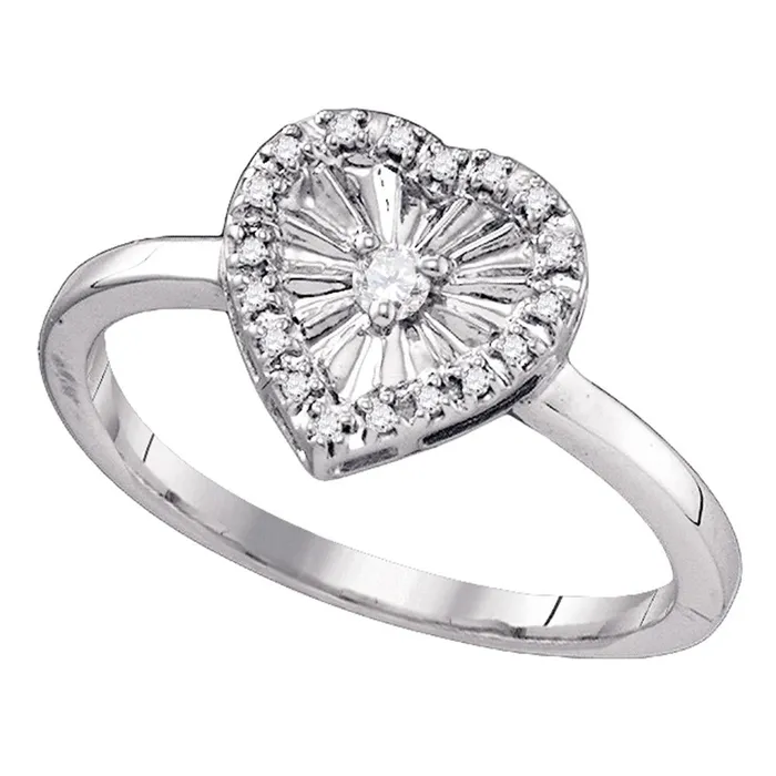 Sterling Silver Womens Round Diamond Framed Heart Love Ring 110 Cttw mayamila Rings Sterling Silver Womens Round Diamond Framed Heart Love Ring 110 Cttw mayamila Rings
