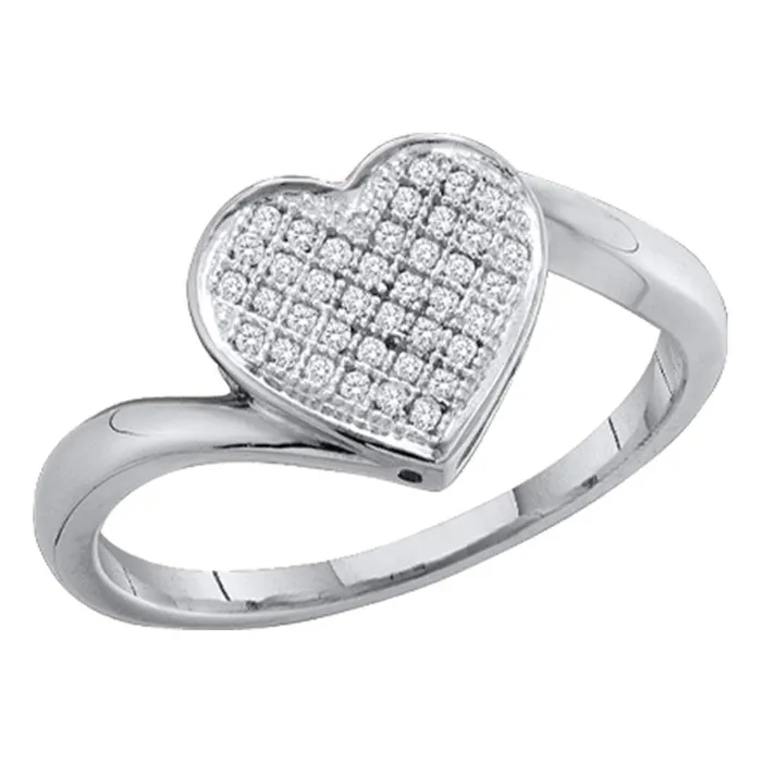 Sterling Silver Womens Round Paveset Diamond Heart Cluster Ring 120 Cttw mayamila Rings Sterling Silver Womens Round Paveset Diamond Heart Cluster Ring 120 Cttw mayamila Rings