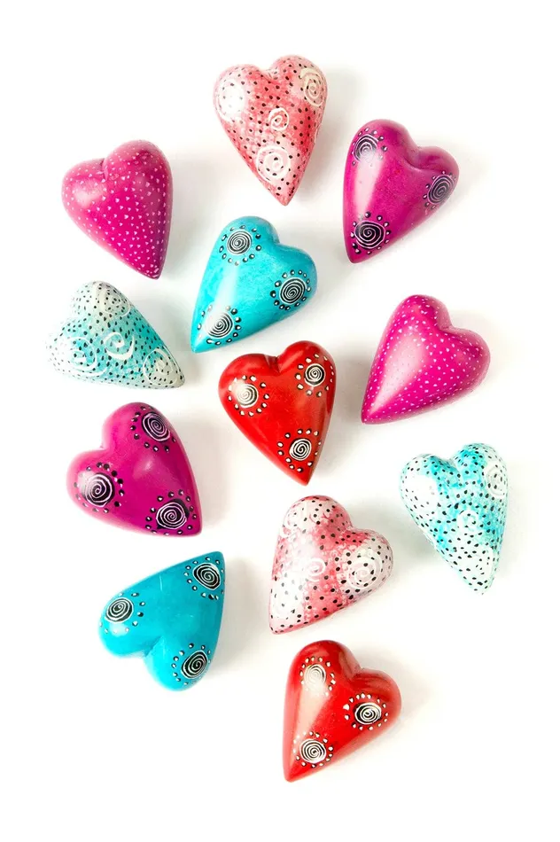 Super Tiny Soapstone Rainbow Hearts Swahili AFRICAN MODERN Earrings