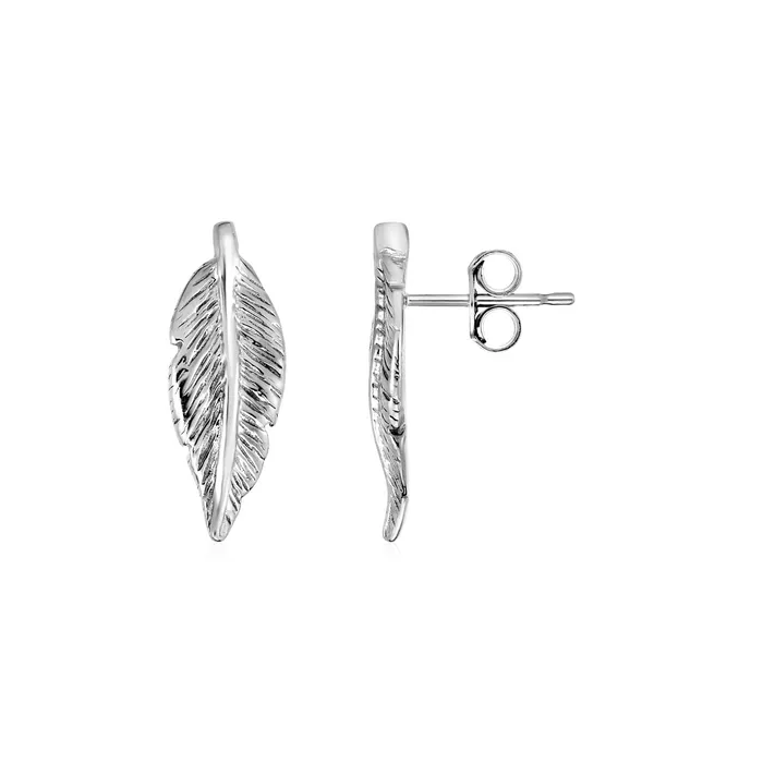 Textured Leaf Earrings in Sterling Silver MayaMila Earrings