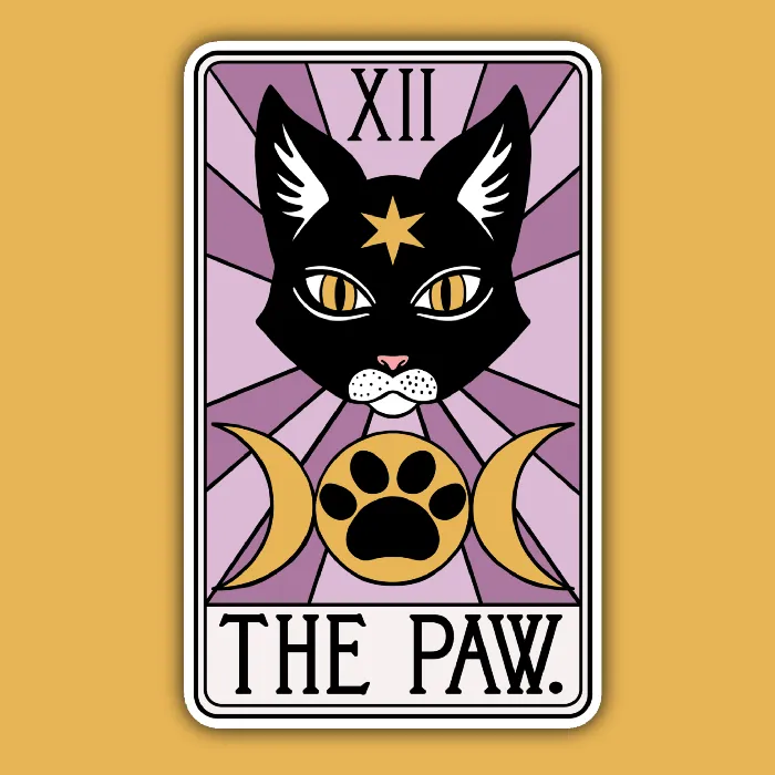 The Paw Cat Tarot Card Sticker Indigo Maiden Earrings