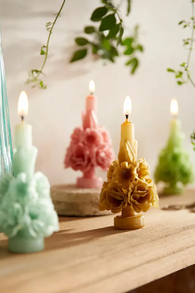 Viva Greetings Rings Floral Taper Candle