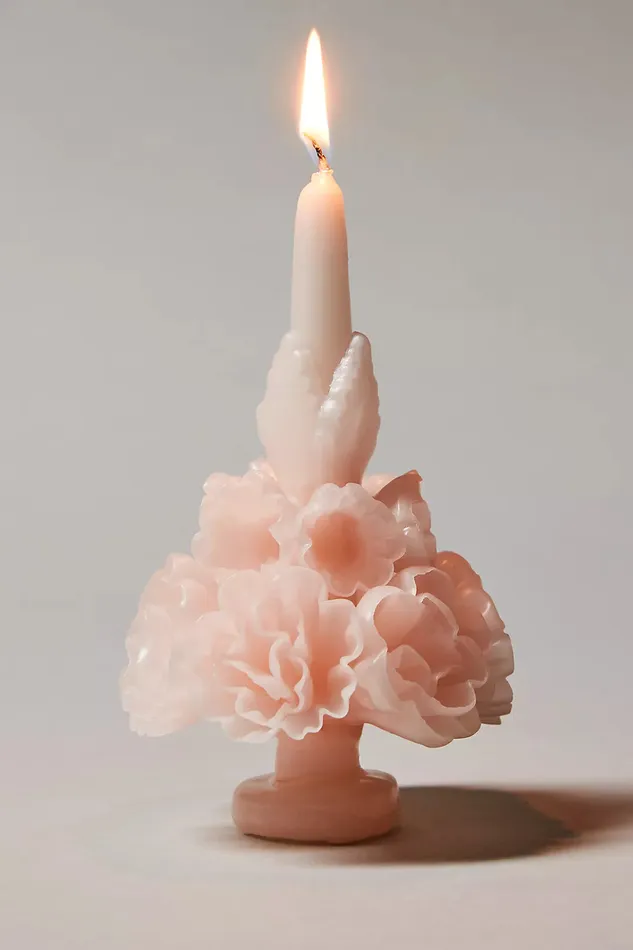 Viva Greetings Rings Floral Taper Candle
