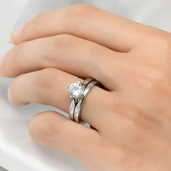Womens 10 Carat Wedding BAND Anniversary RING Set Sterling Silver mayamila Rings Womens 10 Carat Wedding BAND Anniversary RING Set Sterling Silver mayamila Rings