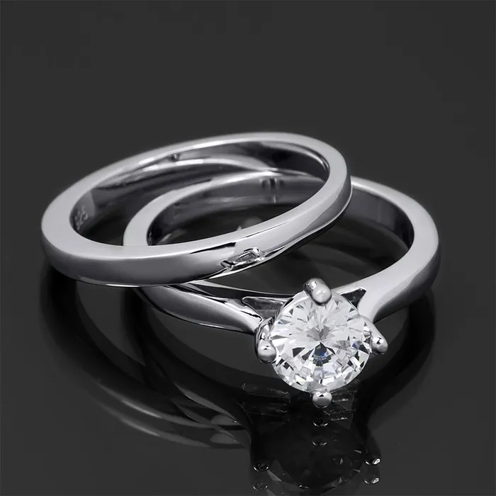 Womens 10 Carat Wedding BAND Anniversary RING Set Sterling Silver mayamila Rings