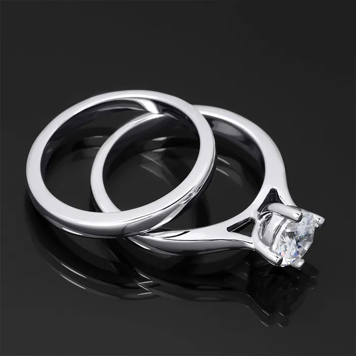 Womens 10 Carat Wedding BAND Anniversary RING Set Sterling Silver mayamila Rings