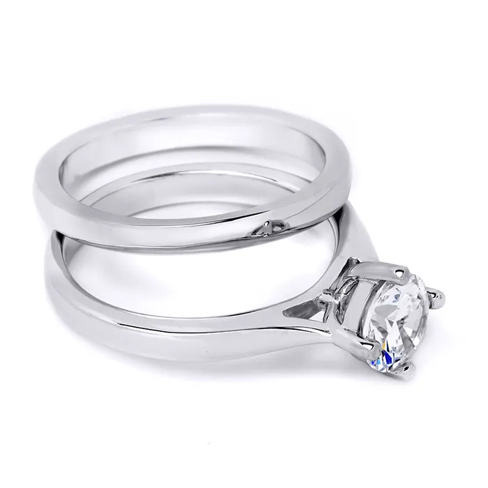 Womens 10 Carat Wedding BAND Anniversary RING Set Sterling Silver mayamila Rings