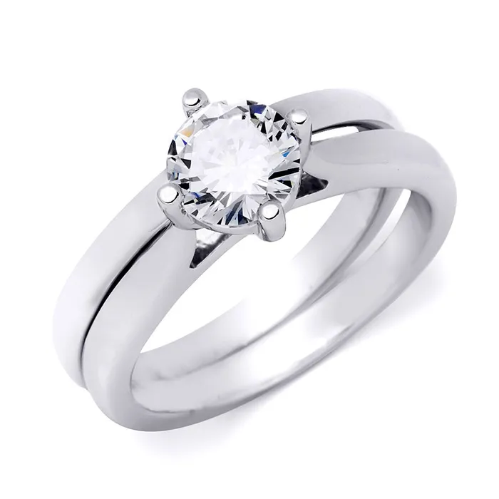 Womens 10 Carat Wedding BAND Anniversary RING Set Sterling Silver mayamila Rings
