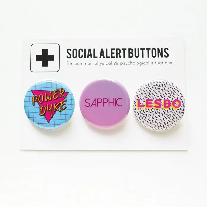 WORD FOR WORD Factory Necklaces SAPPHIC themed 3PACK Pinback Buttons for Lesbo Queers WORD FOR WORD Factory Necklaces SAPPHIC themed 3PACK Pinback Buttons for Lesbo Queers