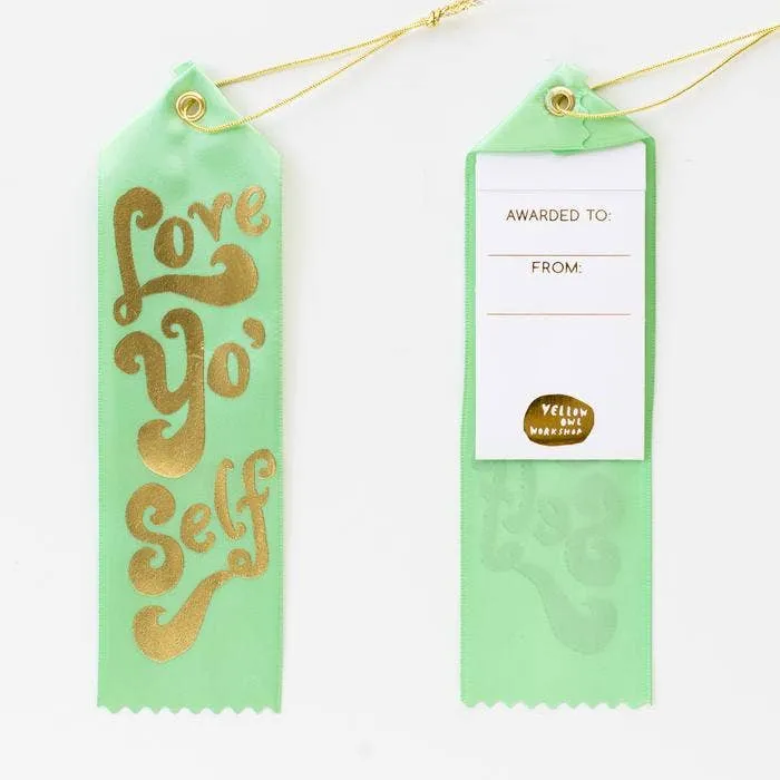 Yellow Owl Workshop Earrings Love Yo Self Award Ribbon