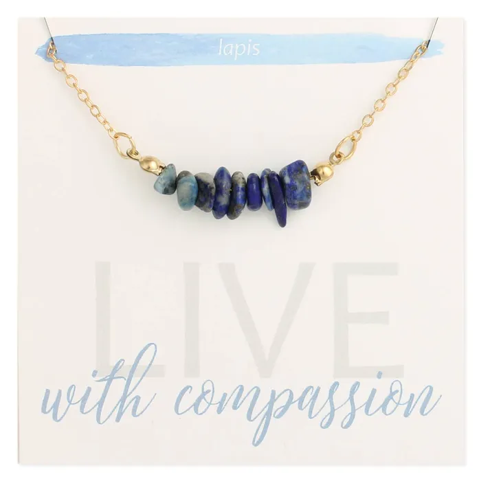 ZAD Necklaces Live with Compassion Lapis Stone Chip Necklace