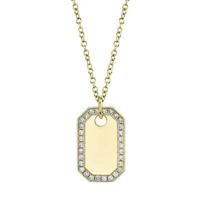 040CT DIAMOND DOG TAG NECKLACE SHY CREATIONS Necklaces