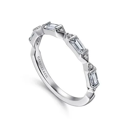 14K White Gold Diamond Wedding Band GABRIEL CO Rings