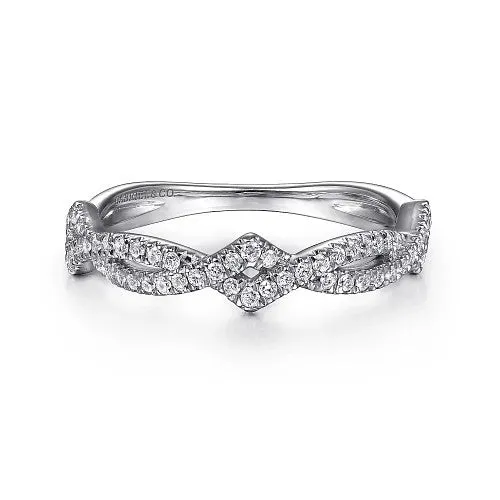 14K White Gold Twisted Diamond Stackable Ring GABRIEL CO Rings