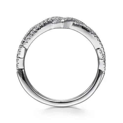 14K White Gold Twisted Diamond Stackable Ring GABRIEL CO Rings