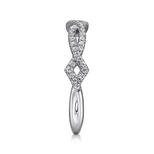 14K White Gold Twisted Diamond Stackable Ring GABRIEL CO Rings