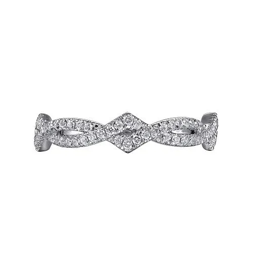 14K White Gold Twisted Diamond Stackable Ring GABRIEL CO Rings
