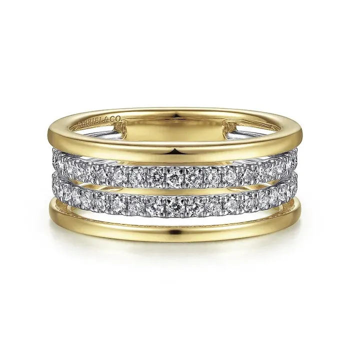 14K WhiteYellow Gold Diamond Easy Stackable Ring GABRIEL CO Rings