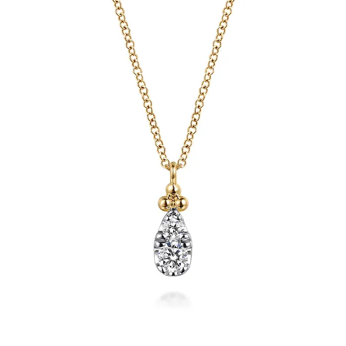 14K Yellow Gold Diamond Bujukan Teardrop Pendant Necklace GABRIEL CO Necklaces 14K Yellow Gold Diamond Bujukan Teardrop Pendant Necklace GABRIEL CO Necklaces
