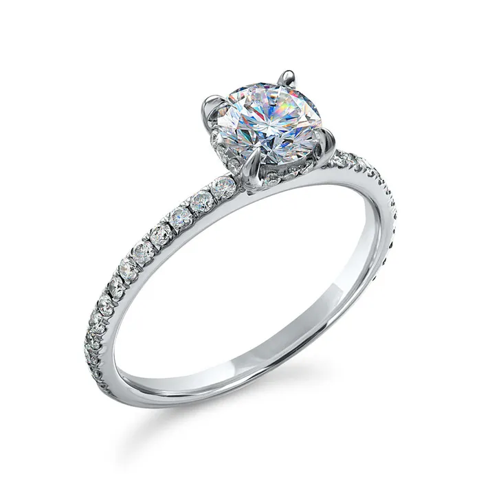 14KWG 101CT FOF RD DIA IN 042CTW FP DIA COLLAR RING FACETS OF FIRE Rings