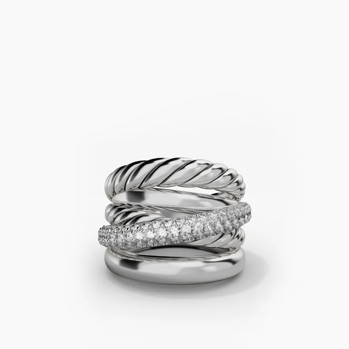 175MM BOLD CROSSOVER 5ROW RING DI SIL David Yurman Rings