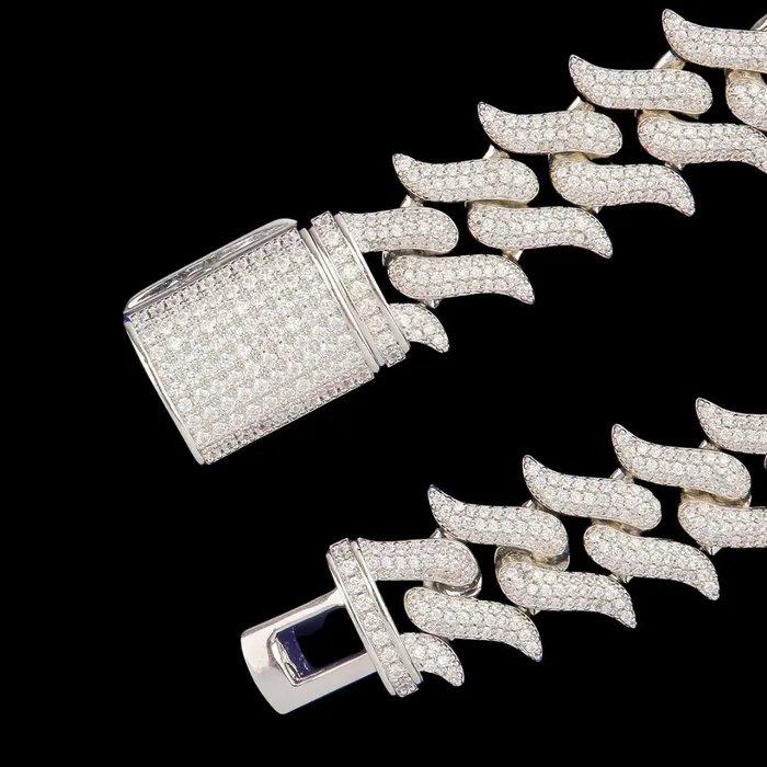 17MM Sword Choker Miami Cuban Iced Out Diamond Necklace Bracelet Set SWORD Bracelets