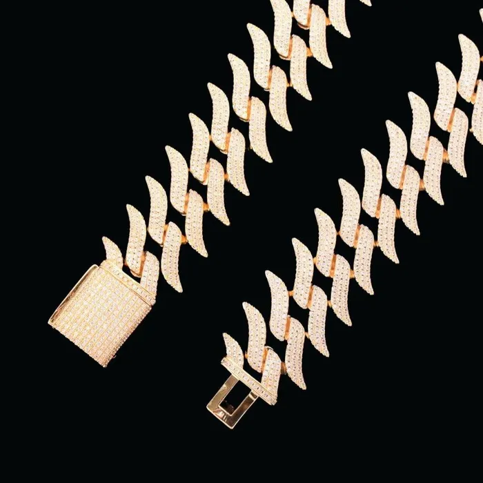 17MM Sword Choker Miami Cuban Iced Out Diamond Necklace Bracelet Set SWORD Bracelets