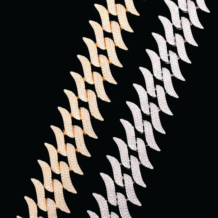 17MM Sword Choker Miami Cuban Iced Out Diamond Necklace Bracelet Set SWORD Bracelets