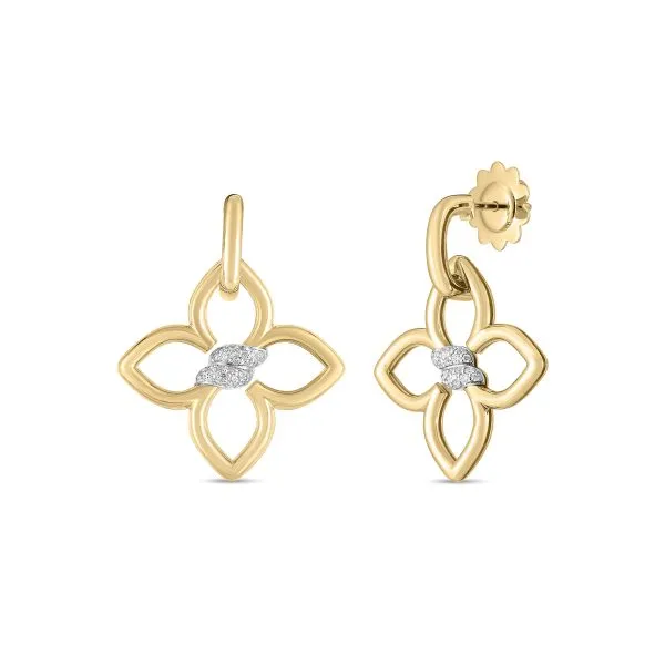 18K YELLOWWHITE GOLD CIALOMA DIAMOND FLOWER DROP EARRINGS ROBERTO COIN Earrings