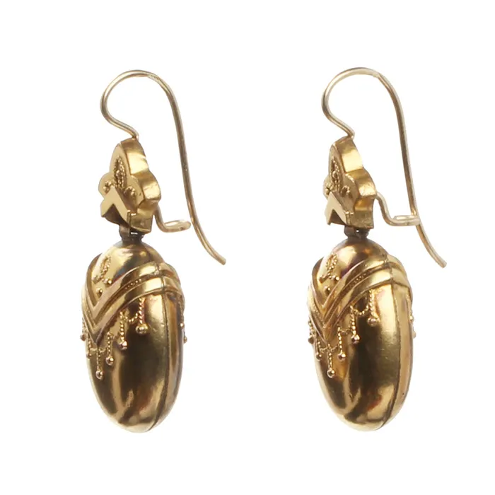 19th Century Gold Earrings Bell Bird Antiques Earrings