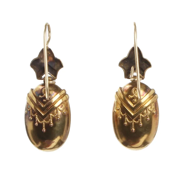 19th Century Gold Earrings Bell Bird Antiques Earrings