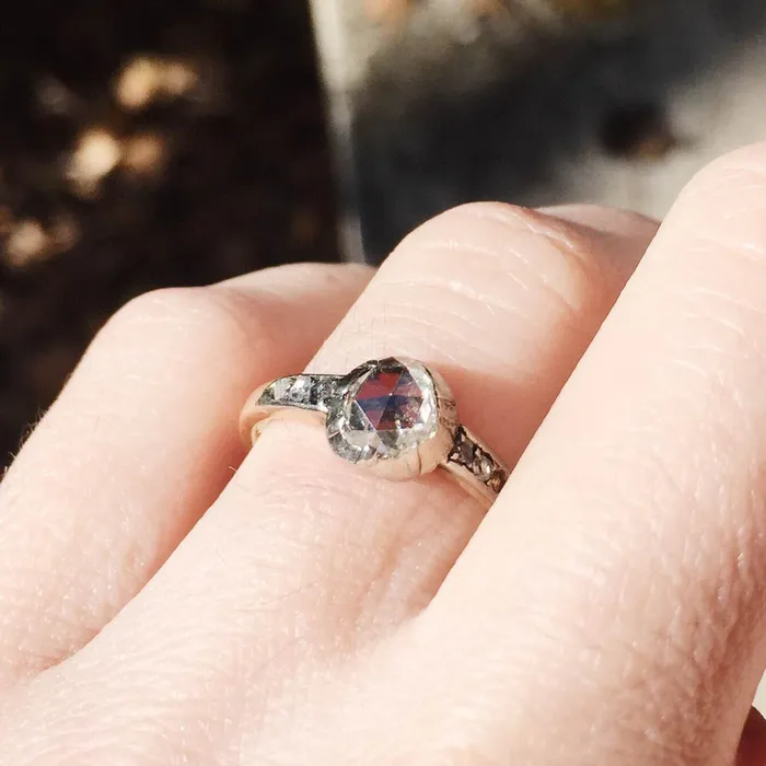19th Century Rose Cut Diamond Ring Bell Bird Antiques Rings
