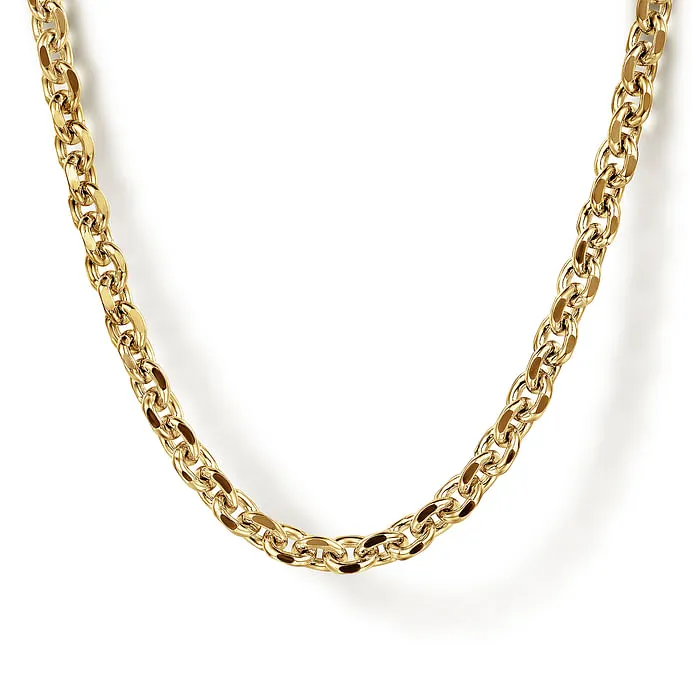 20 Inch 14K Yellow Gold Hollow Mens Link Chain Necklace GABRIEL CO Necklaces 20 Inch 14K Yellow Gold Hollow Mens Link Chain Necklace GABRIEL CO Necklaces