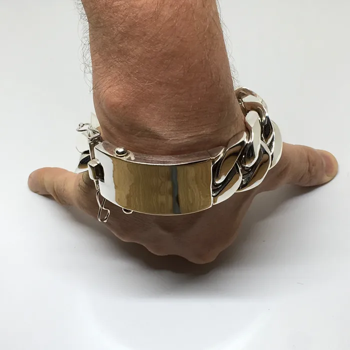 35mm Mens Silver ID Bracelet silverwow Bracelets