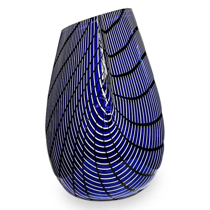 Alberto Don Ripiegato Blue Vase Murano Glass Rings