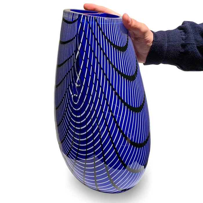 Alberto Don Ripiegato Blue Vase Murano Glass Rings Alberto Don Ripiegato Blue Vase Murano Glass Rings