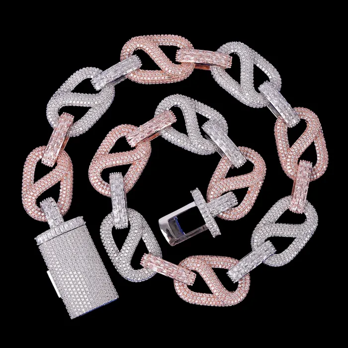 Baguettes and Stones Necklaces 20MM Baguette and Stones Infinity Iced Out Diamond Necklace Chain