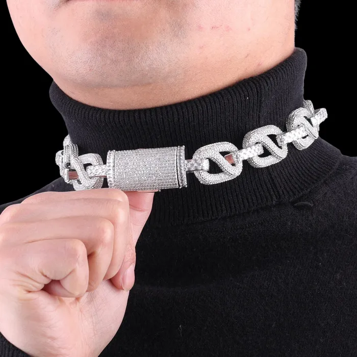 Baguettes and Stones Necklaces 20MM Baguette and Stones Infinity Iced Out Diamond Necklace Chain