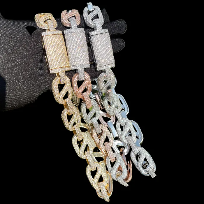 Baguettes and Stones Necklaces 20MM Baguette and Stones Infinity Iced Out Diamond Necklace Chain