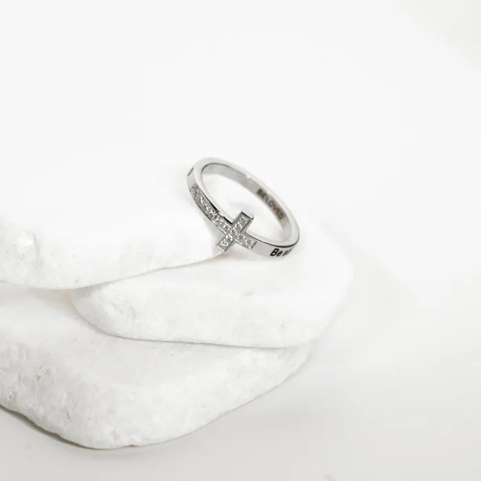 Be Still And Know Diamond CZ Cross Ring Forever Truth Rings