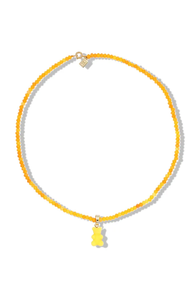 Beaded Nostalgia Bear Necklace Yellow Crystal Haze Jewelry EU Necklaces