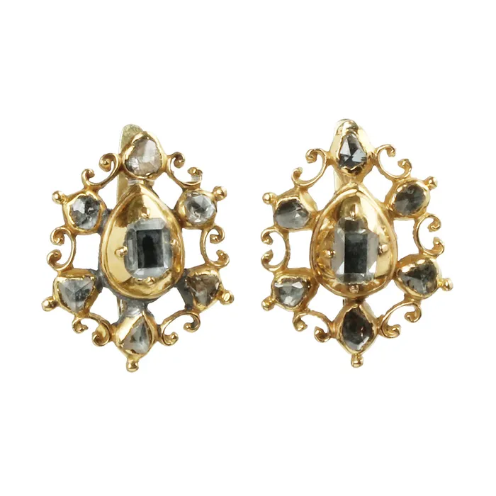 Bell Bird Antiques 18th Century Table Cut Diamond Earrings Earrings