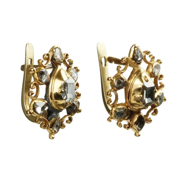 Bell Bird Antiques 18th Century Table Cut Diamond Earrings Earrings